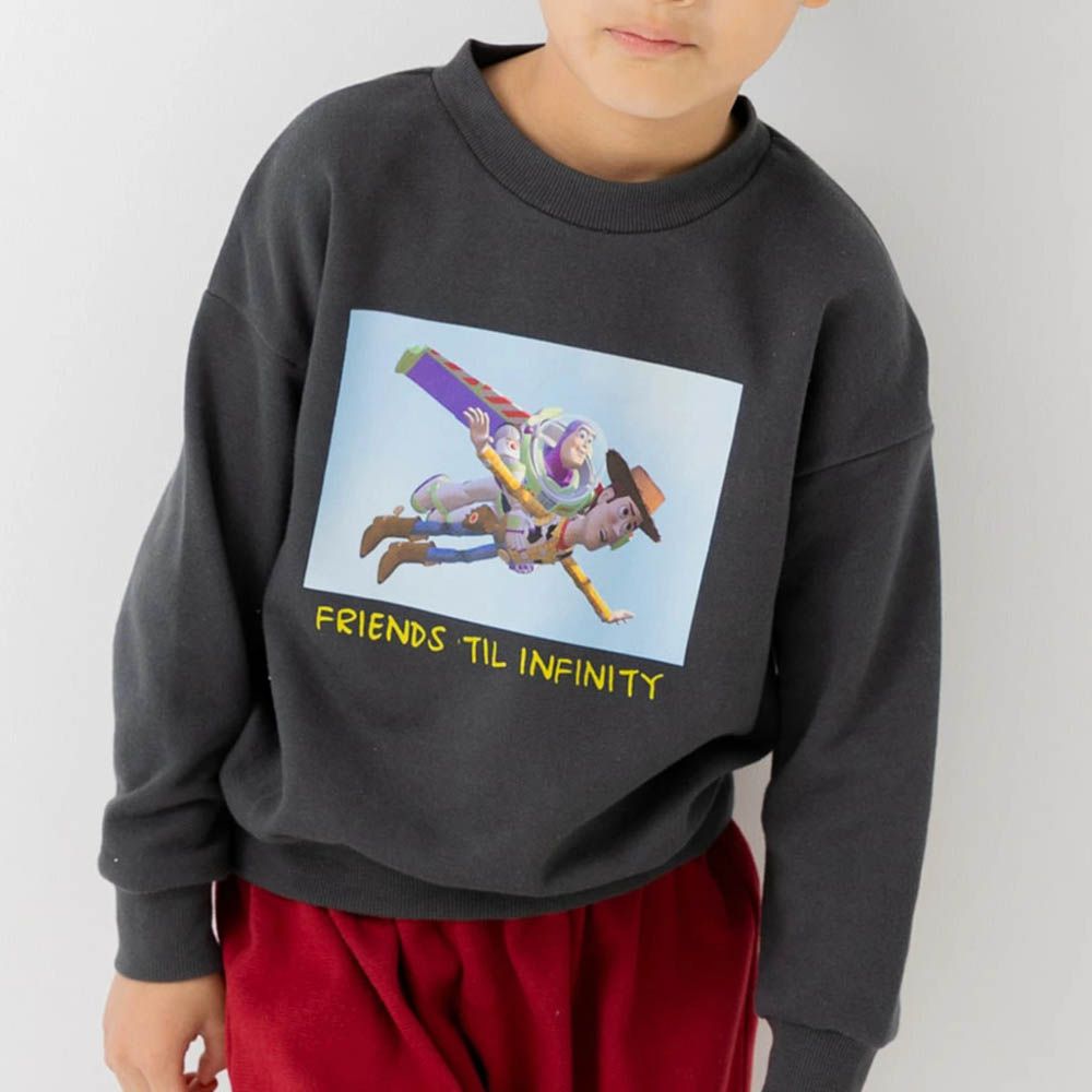 限定聯名 縮口印花長袖上衣-玩具總動員-飛向宇宙-炭灰