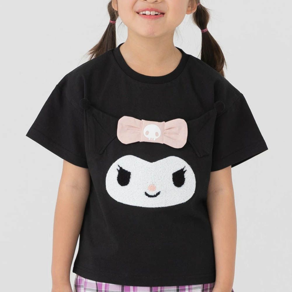 聯名款 100%純棉短袖上衣-卡通人物酷洛米-黑