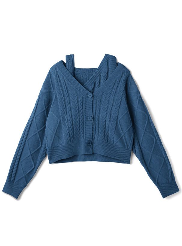 日本 GRL - 不對稱剪裁針織背心+短版外套兩件組-紫