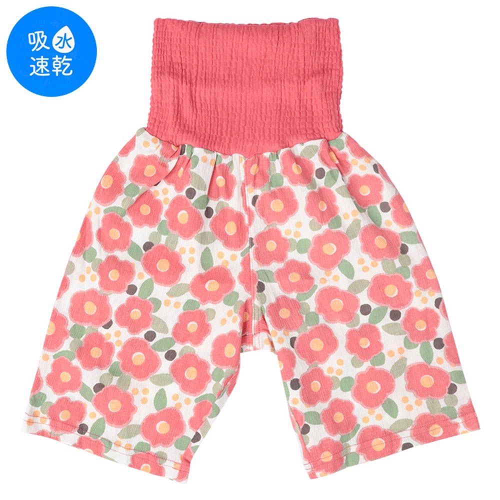 家居褲-附肚圍 山茶花-紅色