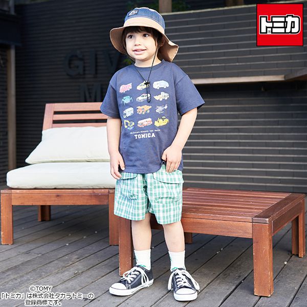 日本 b-ROOM - TOMICA聯名 印花短袖上衣-好多車車-深藍