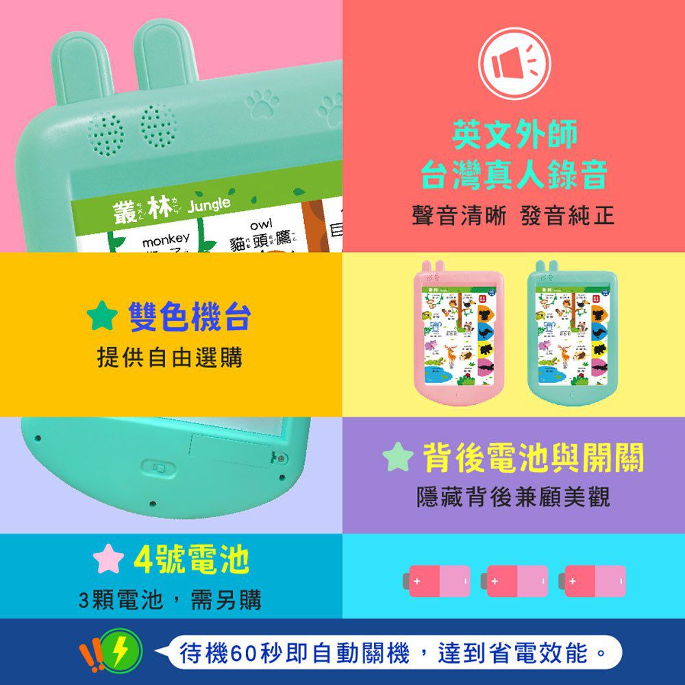 手指按按1200字英單插卡(綠色)有聲平版學習電腦