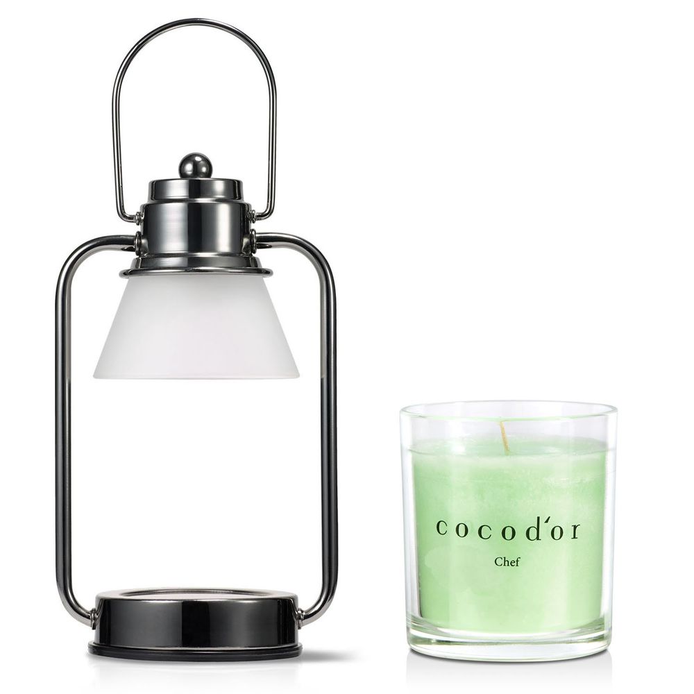 韓國 cocodor - 融燭燈香氛療癒1+1超值組-小型融燭燈-黑色*1+香氛蠟燭-大師香調-130g*1
