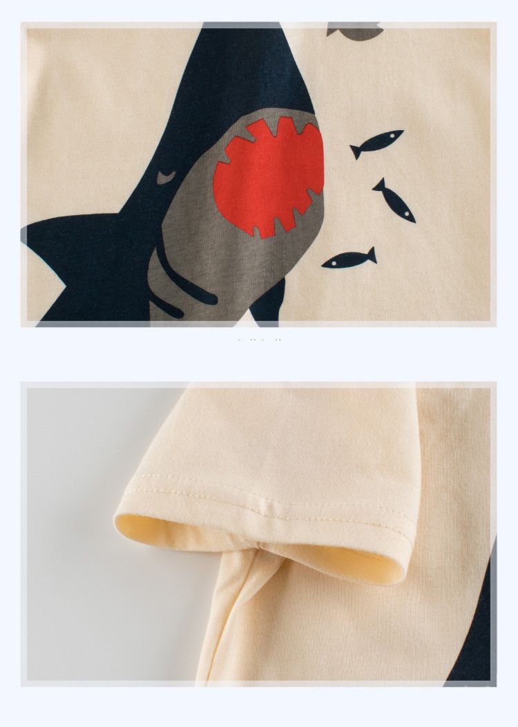 短袖棉T-鯊魚狩獵-杏色