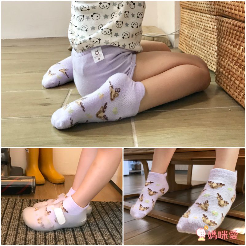 minihope美好的親子生活 - 抗菌除臭中筒襪(親子襪)-黑面琵鷺-灰