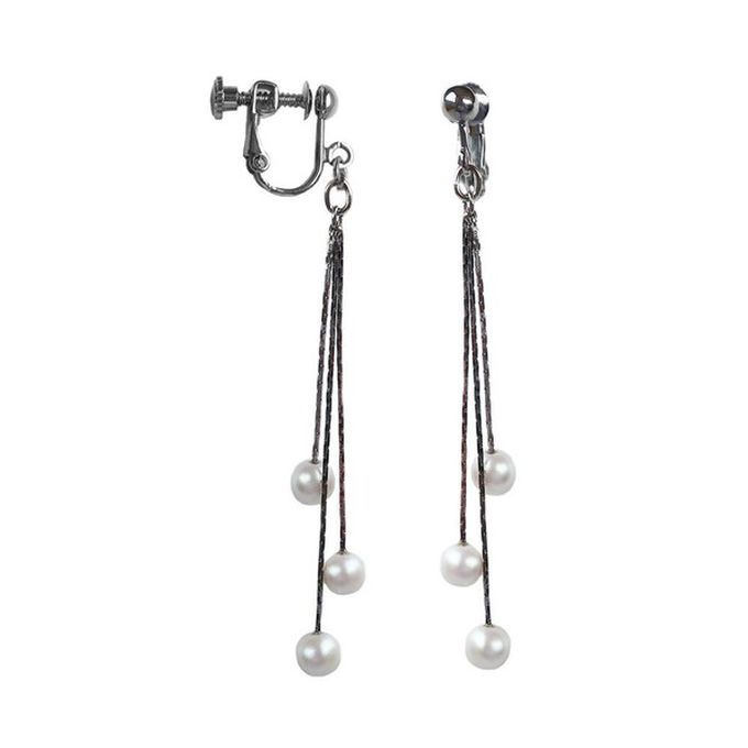 日本 Melody Accessory - 日本製 搖曳三珍珠垂墜感耳環-金