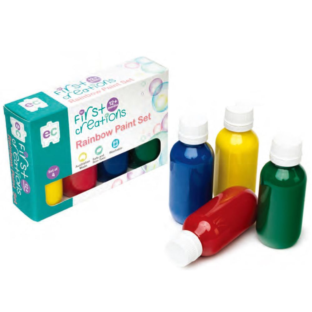 澳洲 EC - EC小玩童彩虹顏料4色組-100ml X 4瓶(紅+黃+藍+綠)