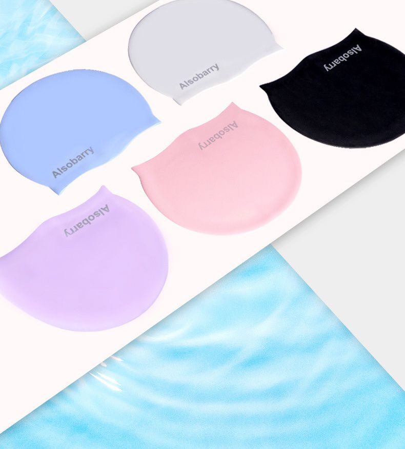 純色矽膠防水泳帽-淺藍色 (頭圍54-58cm)