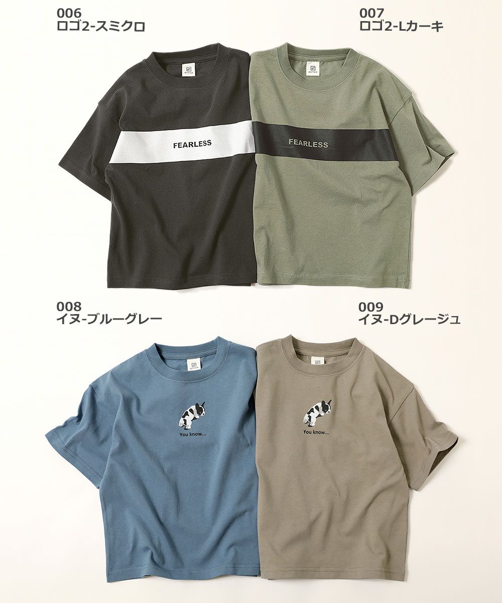 日本 devirock - 100%棉 落肩款百搭印花短袖上衣-法鬥-灰藍