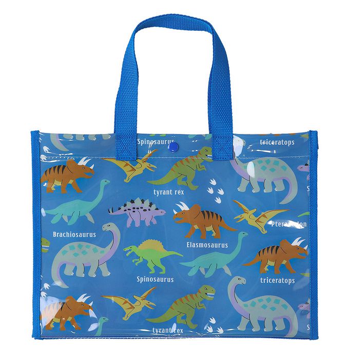 日本 ZOOLAND - 防水PVC手提袋/游泳包-化石恐龍-黑色 (25x34cm)