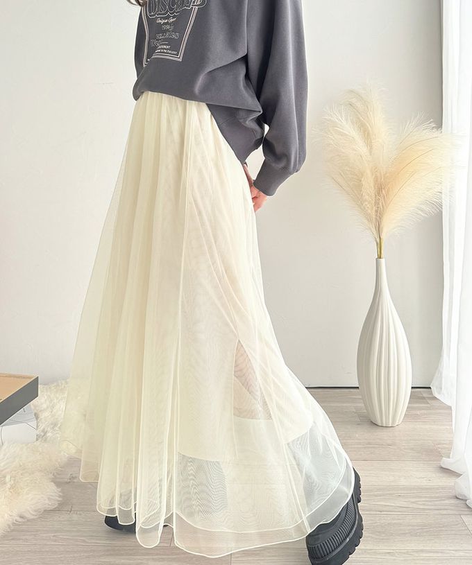 日本 Classical Elf - 浪漫蓬鬆層次感超長紗裙-米白