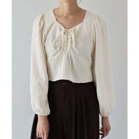 日本 BLUE EAST - 顯瘦氣質前綁帶長袖上衣-寶石藍