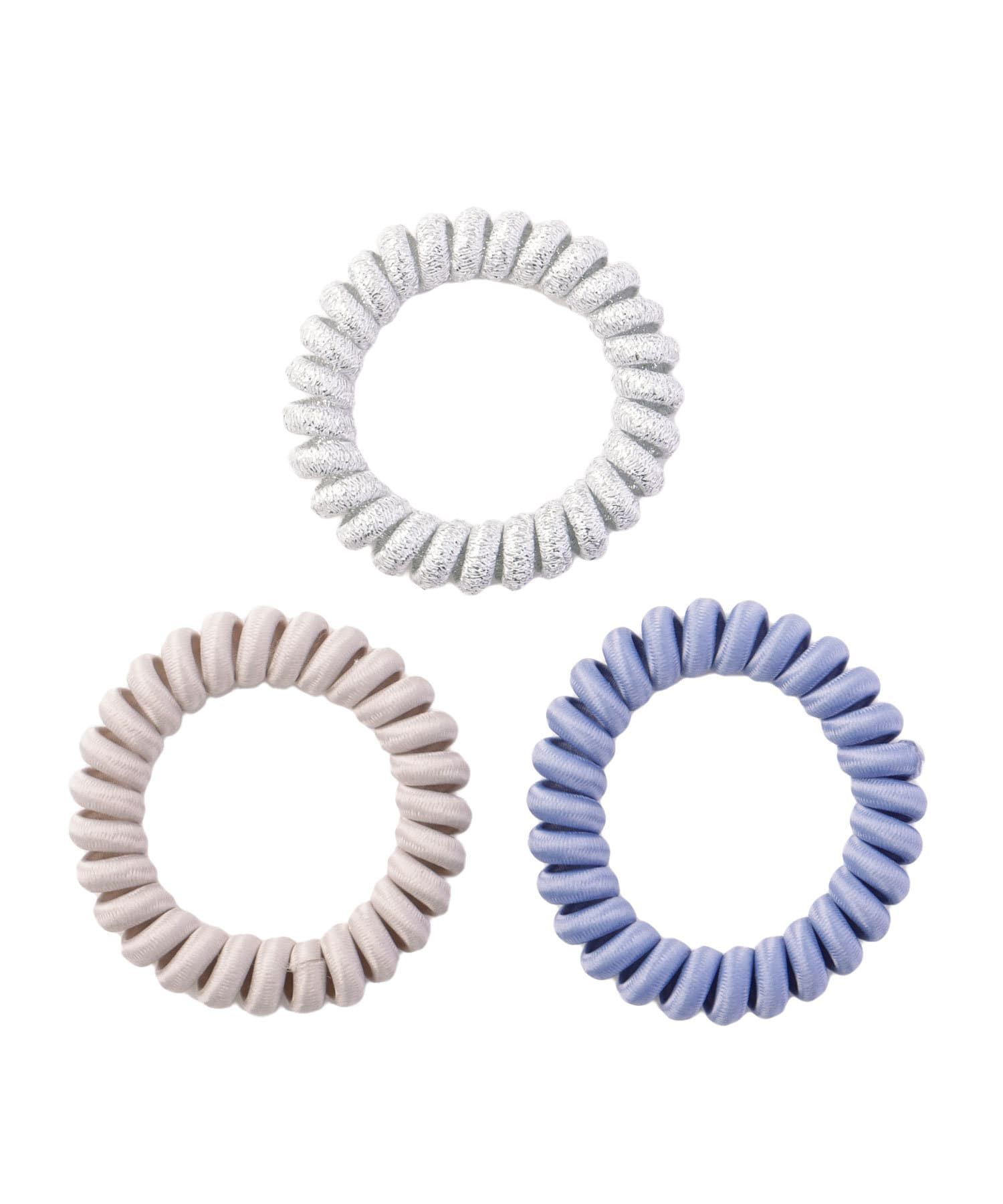 日本 Lattice - 彈力無痕電話線髮圈3件組-金粉杏