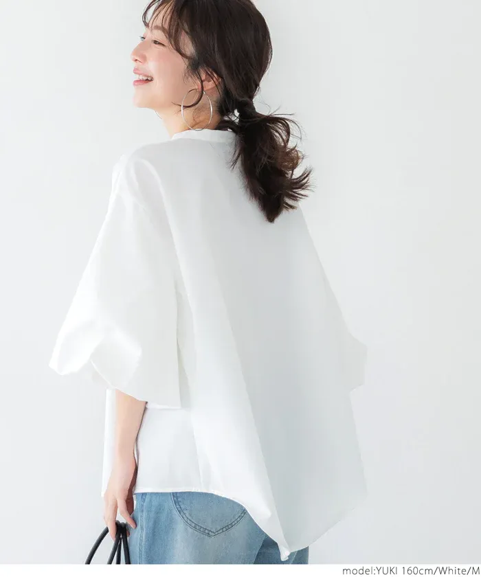 日本 COCA - 優雅夢幻泡泡袖襯衫-白