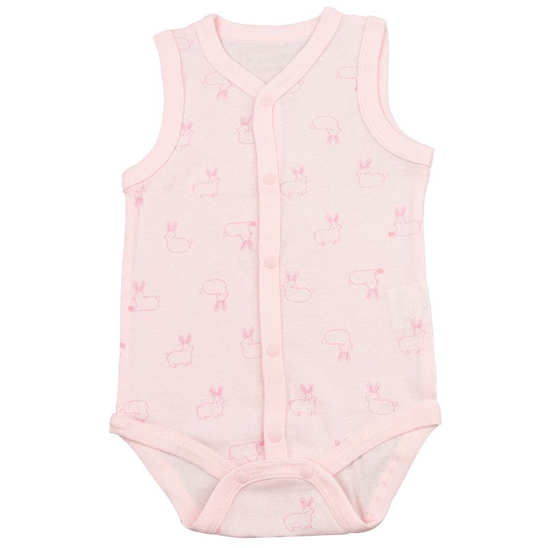 akachan honpo - 無袖速乾前開式包屁衣2件組-粉紅色