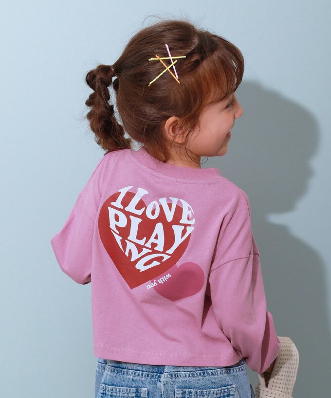 日本 devirock - 100%棉 女孩印花短版上衣-背後LOGO標語-薄荷綠