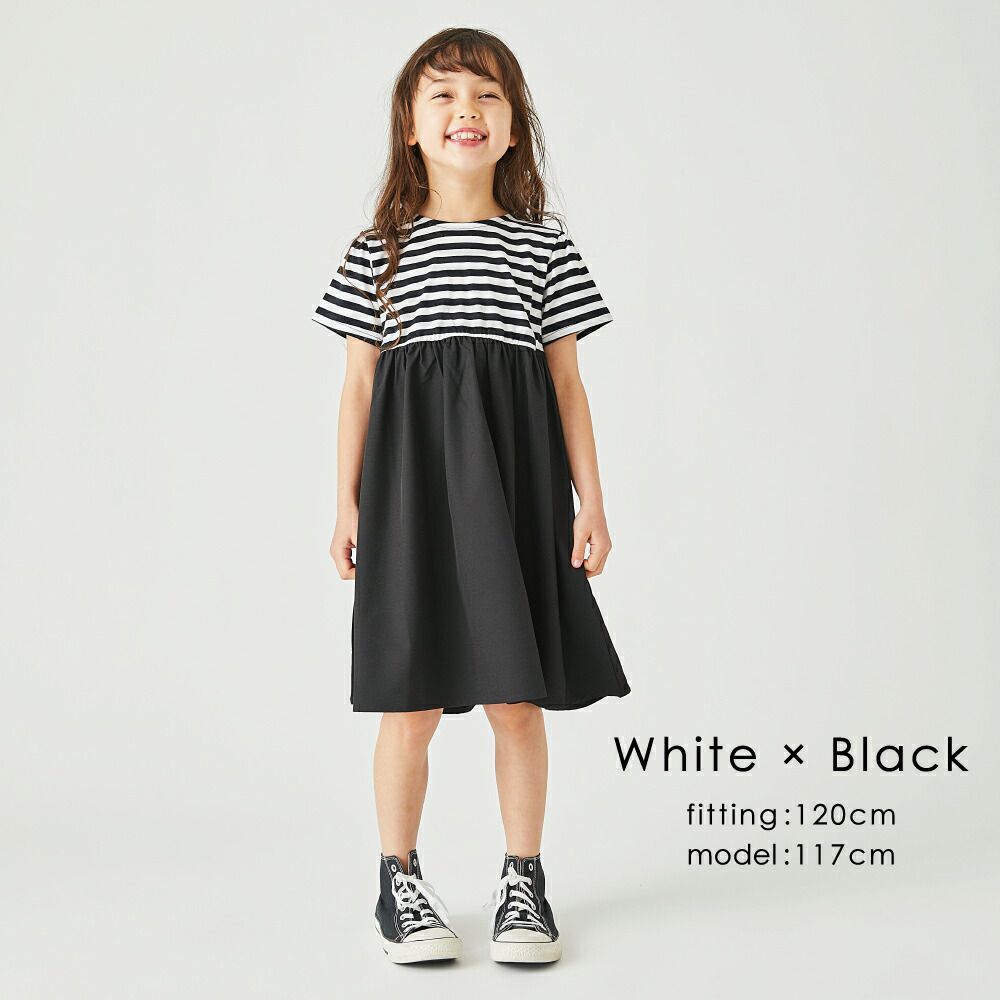 日本 evercloset - 涼爽純棉休閒短袖洋裝-黑白