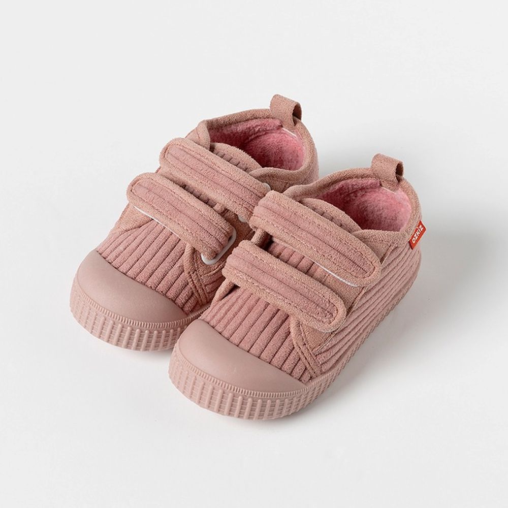 保暖刷毛腳趾保護防滑休閒鞋-玫瑰粉