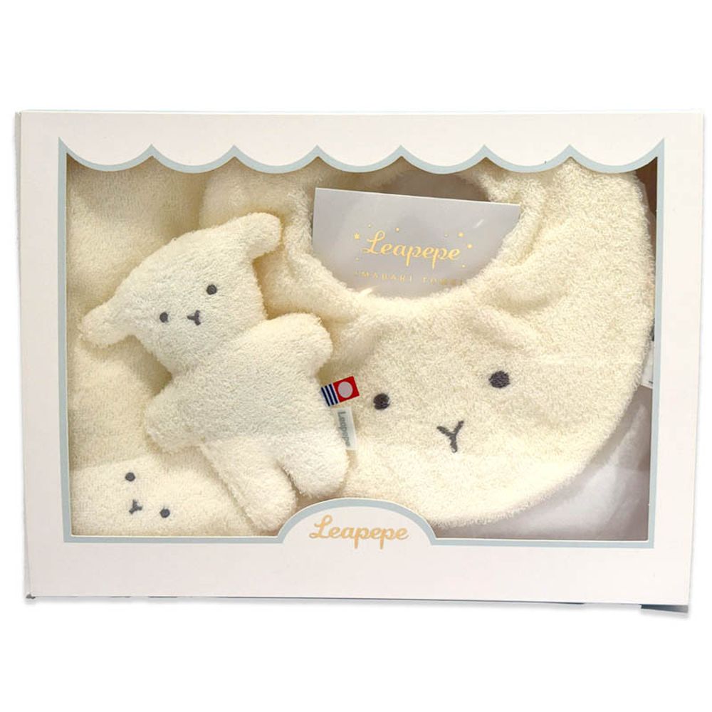 今治毛巾 圍兜&手搖鈴&手帕組-綿羊-日本製