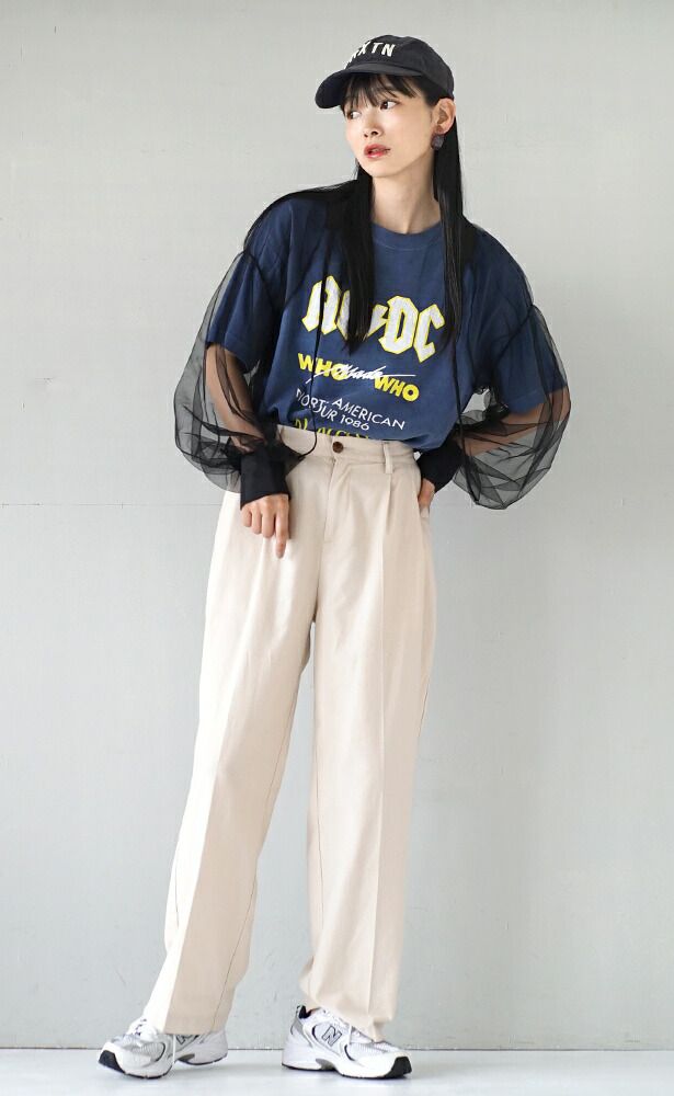 日本 zootie - 優雅透明薄紗綁帶長袖上衣-黑