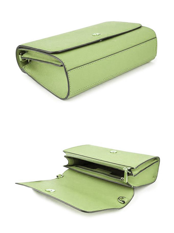 TORY BURCH - T-LOGO防刮皮革翻蓋斜背包 (淺綠色)