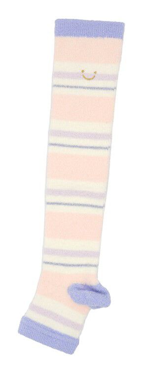 日本 friendshill - [保濕加工]  加壓舒適毛茸茸踩腳襪-笑臉-粉藍 (M)