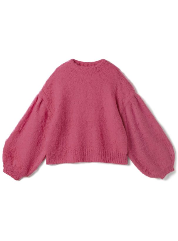 日本 GRL - 圓領短絨氣球袖毛衣-象牙杏 (F)