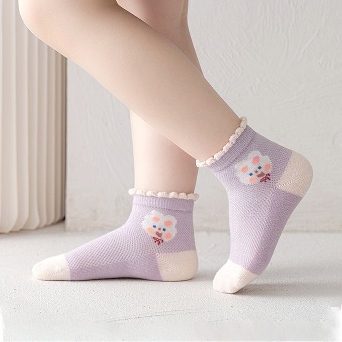 腳ㄚ子 - 幼/兒童棉質中筒襪 童襪 襪子 棉襪 兒童襪-溫柔紫花