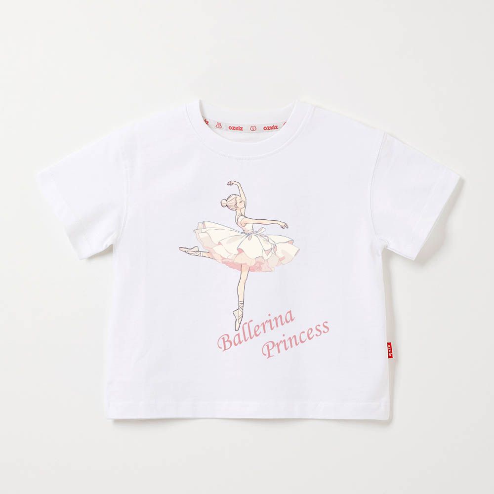 100%澳洲棉純粹呼吸短袖上衣-芭蕾少女-白