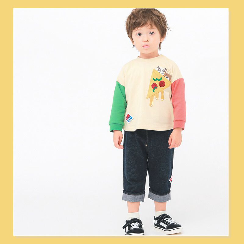 日本 ZOOLAND - 萌系反摺休閒七分褲-披薩口袋-海軍藍