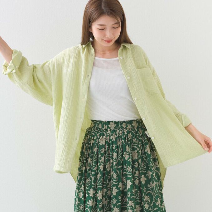 日本 OMNES - 100%印度棉 二重紗簡潔百搭襯衫-白