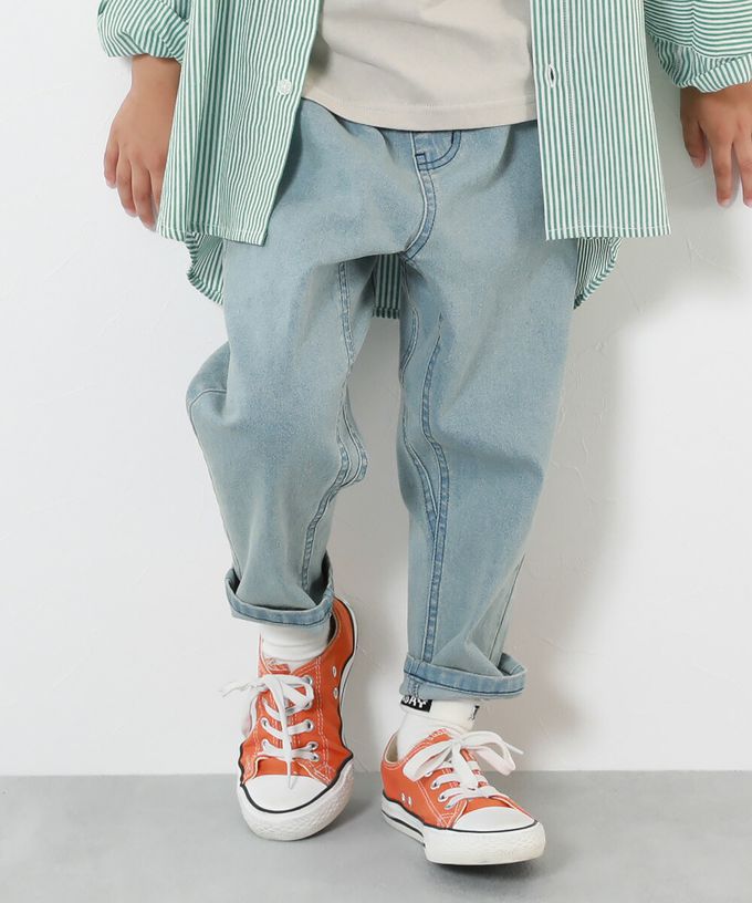 日本 devirock - RAKU DENIM 舒適丹寧褲-錐形-淺藍