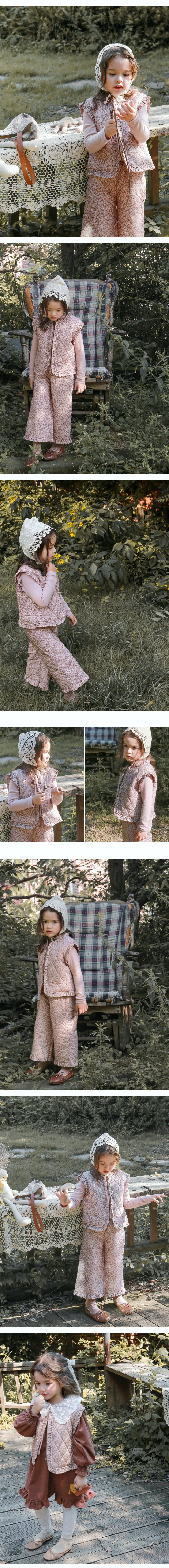 韓國 Puellaflo - 滿天星小花保暖背心-粉