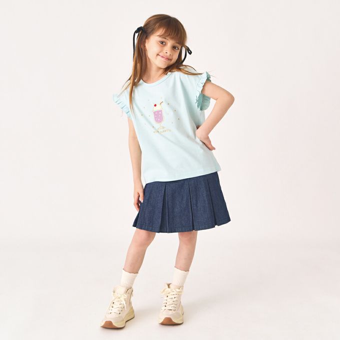 日本 evercloset - 100%棉 閃亮亮聖代短袖上衣-黃