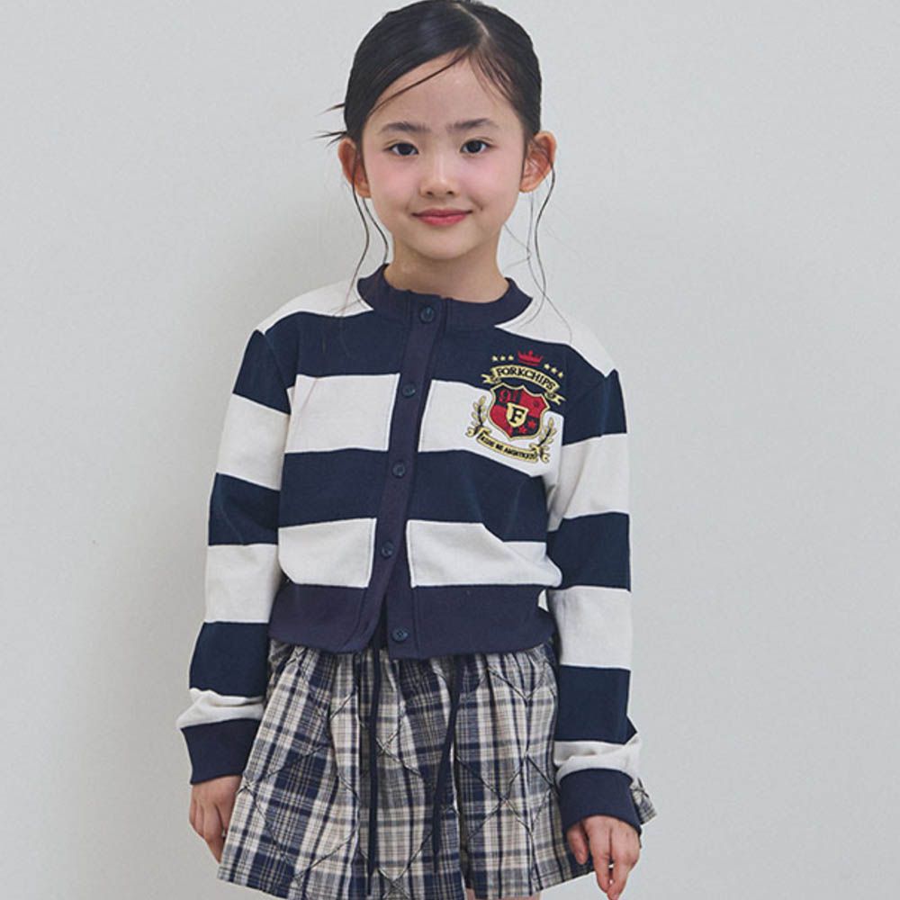 FORK CHIPS 學院風條紋針織衫-米