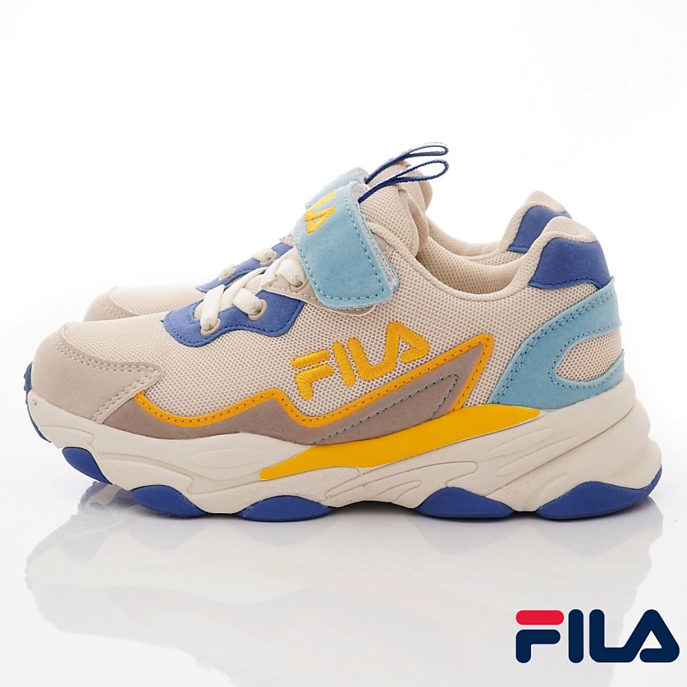 FILA - 復古老爹運動鞋款(中大童段)-運動鞋-米藍