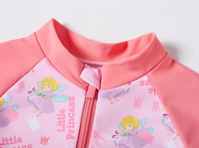 圓領五分袖連身泳裝-小天使-紫色