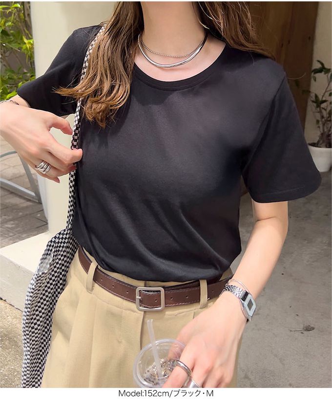 日本 Kobe Lettuce - 抗透汗 純棉圓領合身短袖上衣-黑