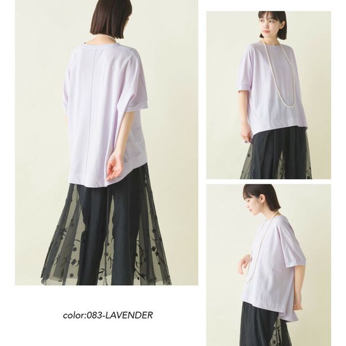 日本 OMNES - 接觸涼感 嫘縈寬鬆短袖上衣-黑底白點