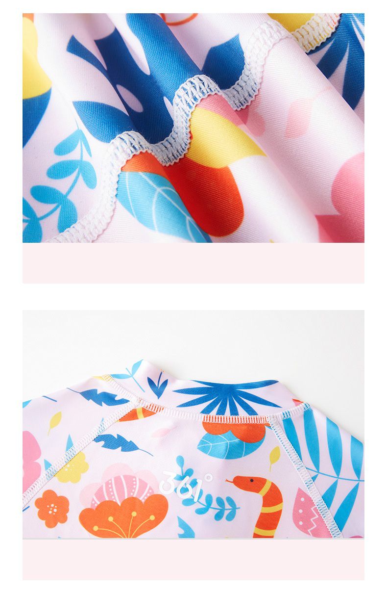 361° - 兒童卡通圖短袖連身泳衣-動物樂園-粉色