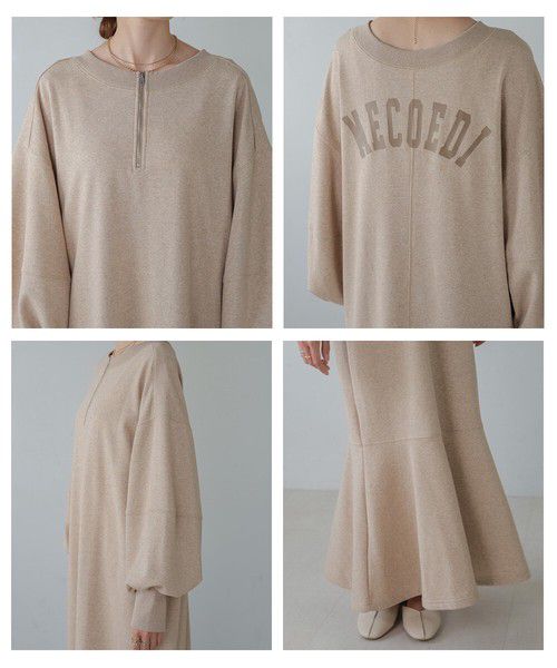 日本 Bab - 2WAY圓領印花魚尾洋裝-摩卡