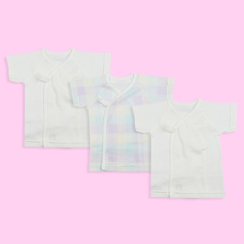 akachan honpo - 新生兒內衣6件組-短袖・7分袖-淺藍色 (50～60cm)