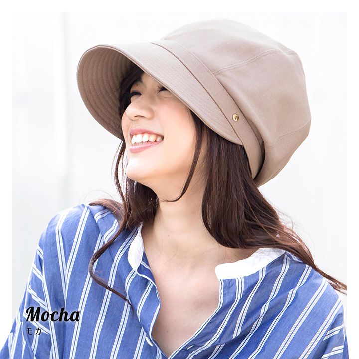 日本 irodori - 抗UV小顏效果遮陽帽-仿舊黑