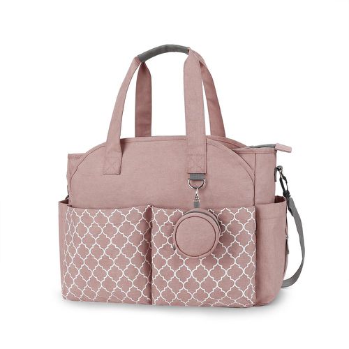 大容量手提包/媽媽包(附奶嘴收納包)-幾何款-粉紅色 (40x29x13cm)