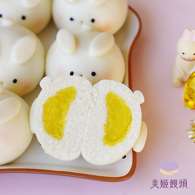 美姬饅頭 - 發財兔鮮乳造型奶黃包-50g*6顆