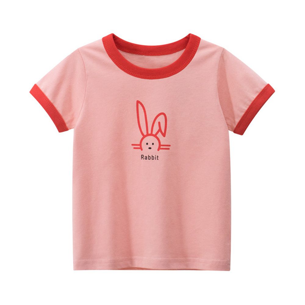 純棉短袖上衣-Rabbit小兔-粉色