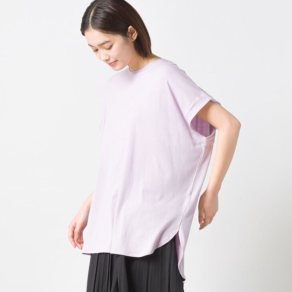 日本 OMNES - 涼感抗UV 寬鬆短袖上衣-薰衣草