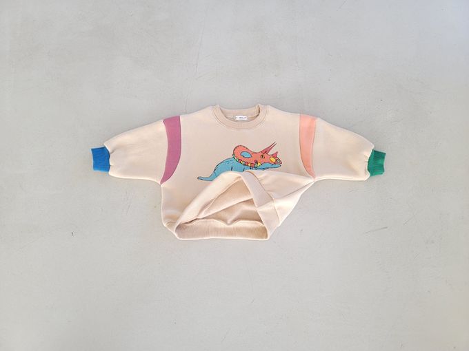 韓國 Mimico - (內磨毛)角龍圖印大學T-綠