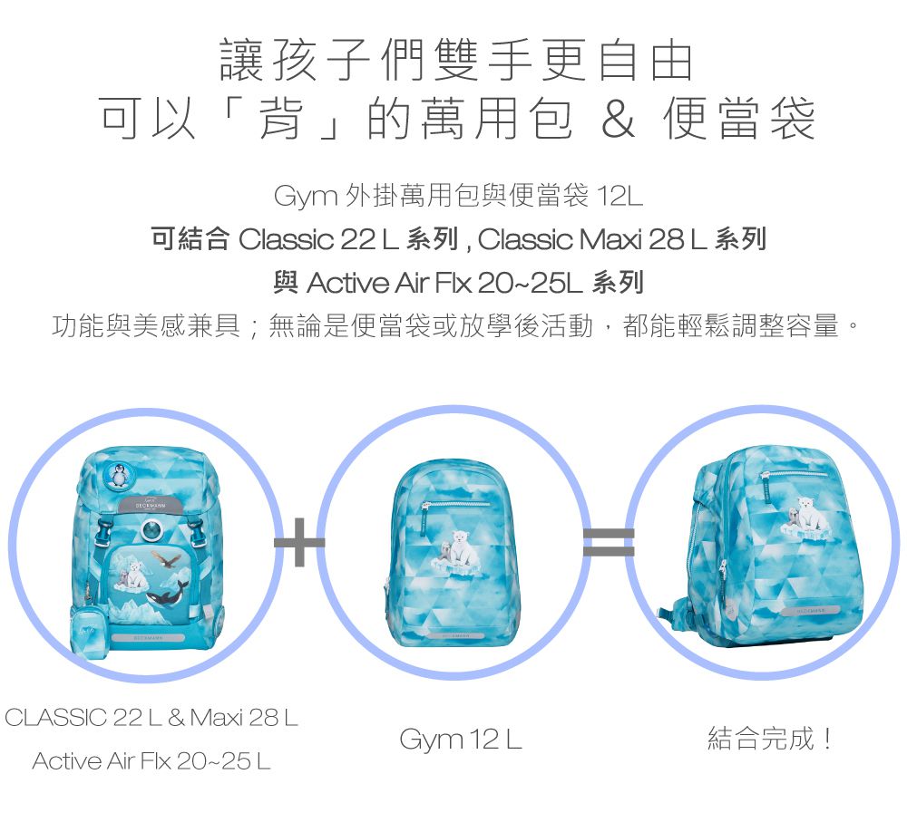 Beckmann - Gym 可外掛萬用包與便當袋 12L-北極熊與朋友們