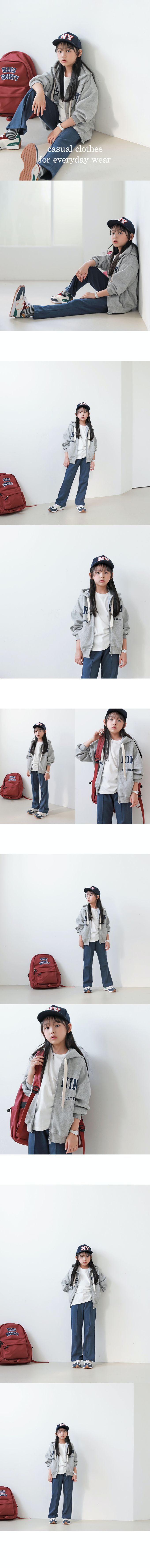 韓國 J KIDS - 鬆緊腰壓線設計小喇叭長褲-黑